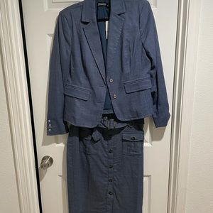 Blue linen skirt suit from New York & Co. size 10 for both
